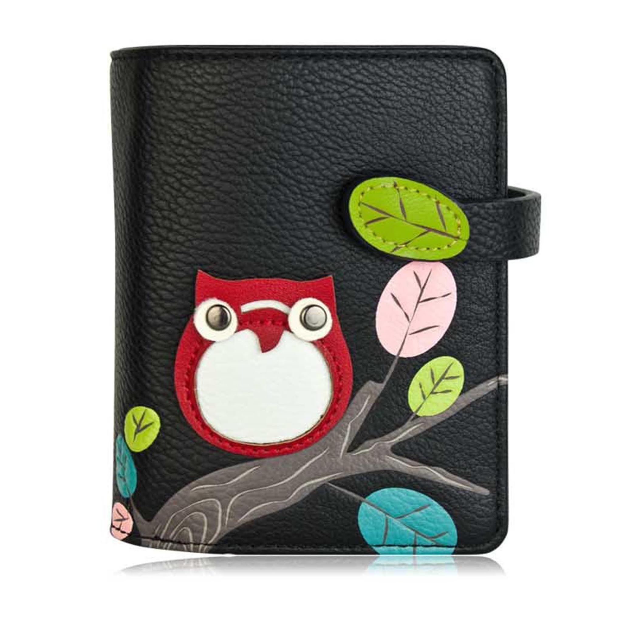 ESPE Gemma Vegan Leather Small Wallet with Cherry Blossom Appliqué Black